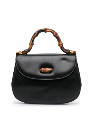Small Bamboo Top Handle Flap Black Bags Gucci   