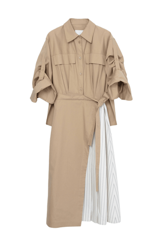 Utility Shirt Dress with Pleated Wrap Skirt DRESS 3.1 Phillip Lim Khaki XXS | US 00 