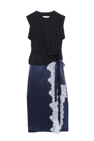 T-Shirt Combo Dress w Endless Lace Loop DRESS 3.1 Phillip Lim Black-Midnight XS 