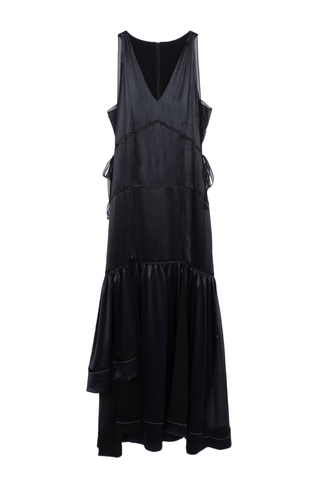 Liquid Satin Tiered Gown DRESS 3.1 Phillip Lim Black M | US 6 