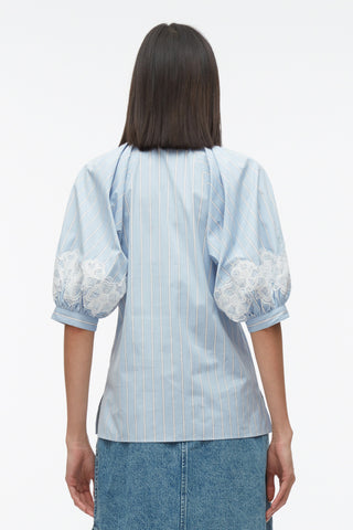 Lantern Sleeve Stripe Shirt with Lace SHIRT 3.1 Phillip Lim   
