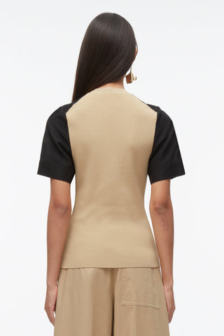 Compact Rib Top with Contrast Sleeves PULLOVER 3.1 Phillip Lim   