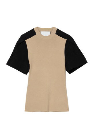 Compact Rib Top with Contrast Sleeves PULLOVER 3.1 Phillip Lim Khaki-Blk XS 