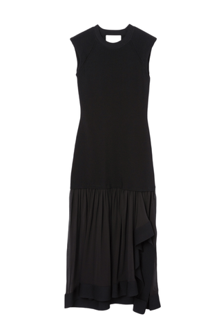 Compact Rib Dress with Chiffon Skirt DRESS 3.1 Phillip Lim Black XS 