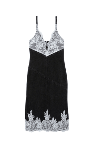 Denim Slip Dress with Lace DRESS 3.1 Phillip Lim Washed Blk XL | US 12 