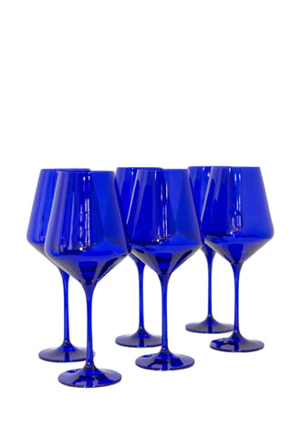 Estelle Colored Wine Stemware - Set of 6 (Royal Blue) glassware Estelle Colored Glasses   