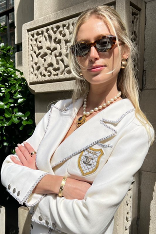 Vintage White Blazer with CC Crest | Cruise 2005 Collection Jackets Chanel   