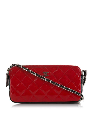 CC Double Zip Wallet on Chain Red Bags Chanel   