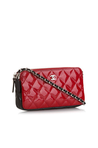 CC Double Zip Wallet on Chain Red Bags Chanel   