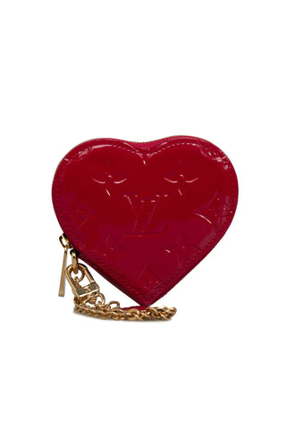 Monogram Vernis Heart Coin Purse Red
