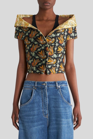 Portrait Collar Cropped Jacquard Bodice Top/Jacket | new with tags Shirts & Tops Etro   