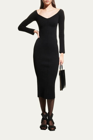 Pia Off-the-shoulder Rib Midi Dress | (est. retail $1,580) Dresses Khaite   
