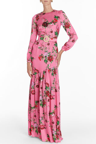 Calypso Pink Floral Tiered Gown GOWN Markarian   
