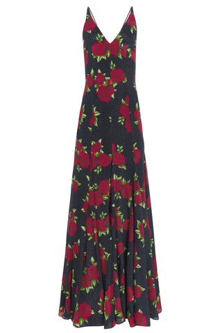 Marilyn Rose Dot Print Backless V Neck Gown GOWN Markarian   