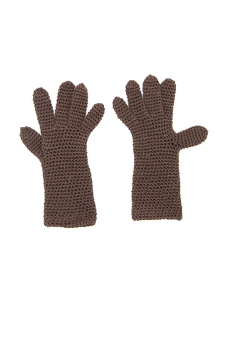 Bespoke Cotton Knitted Gloves in Chocolate Brown