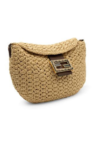 Croissant FF Logo Straw Shoulder Bag | (est. retail $2,290) Shoulder Bags Fendi   