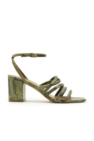 Carla Snake-Print Leather Sandals in Cactus | (est. retail $580)