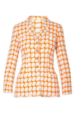 Vintage Orange and White Sequined Tweed Jacket | Spring 1995 Runway Jackets Chanel   
