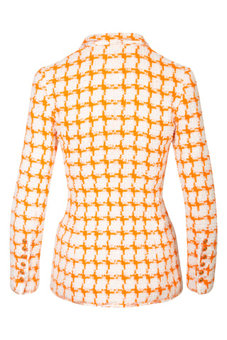 Vintage Orange and White Sequined Tweed Jacket | Spring 1995 Runway Jackets Chanel   