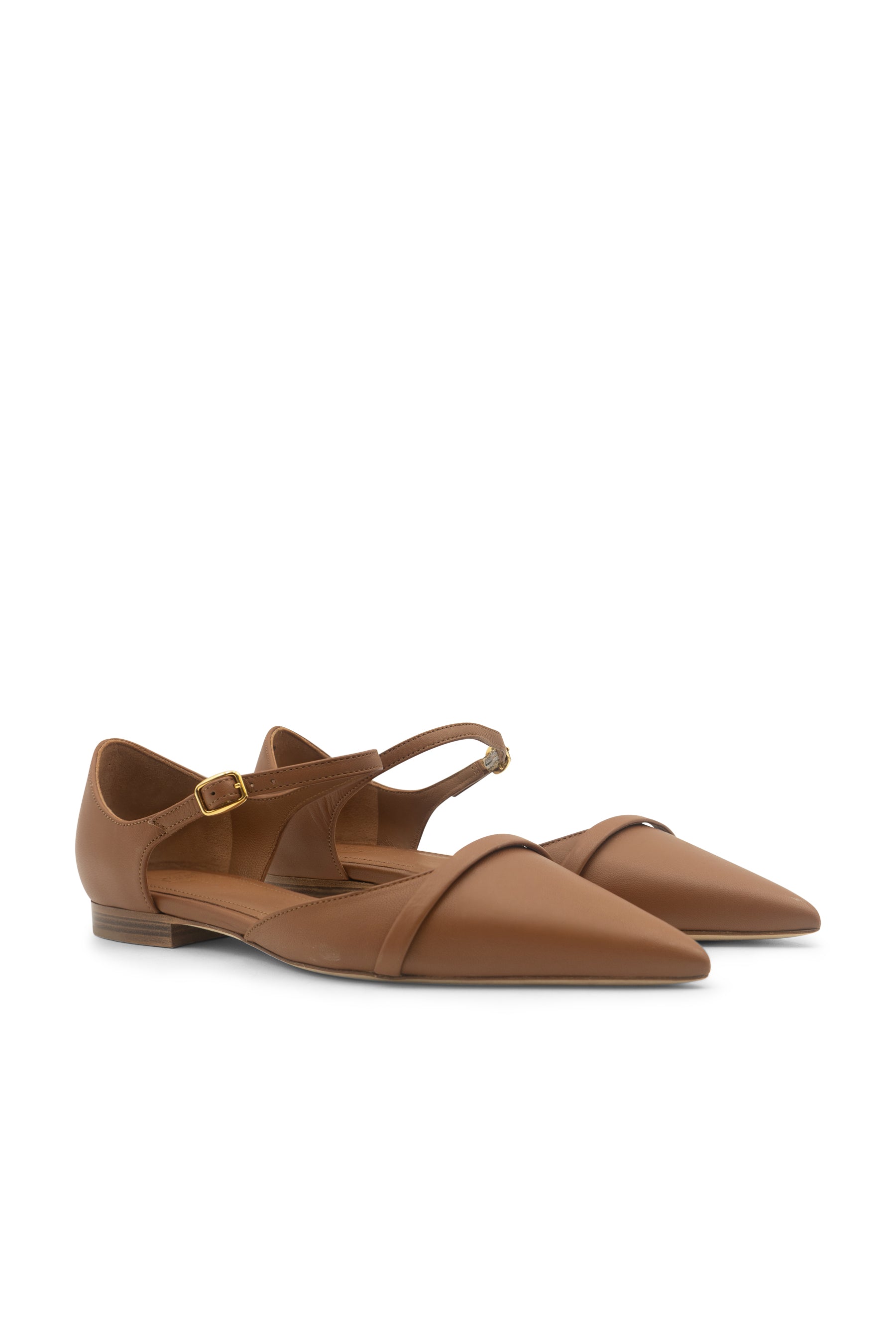 Malone Souliers Ulla Leather Mary Jane Flats in Tan est. retail