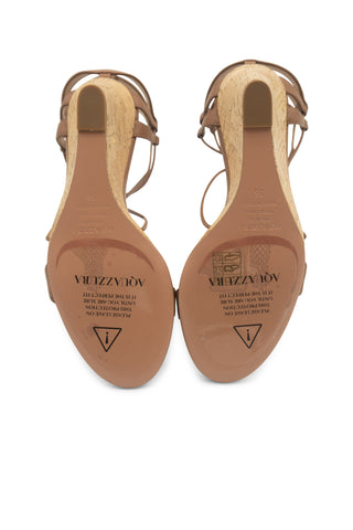 Bellissima 100MM Leather Lace-Up Wedge Sandals | (est. retail $750) Sandals Aquazzura   