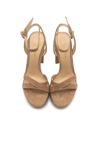 Poppy 70 Suede Platform Sandals In Beige | (est. retail $845) Sandals Gianvito Rossi   