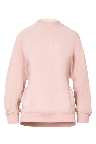 4-Ply Silk Crew Neck Eased Out Top in Dusty Blush | new with tags (est. retail $795) Sweaters & Knits Tibi   