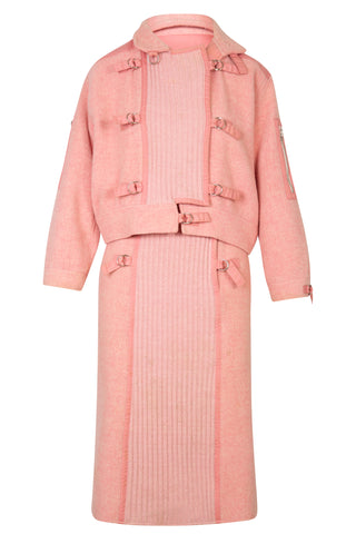 Vintage 1960's Pink Wool Mohair Skirt Set Outfit & Sets Courréges   