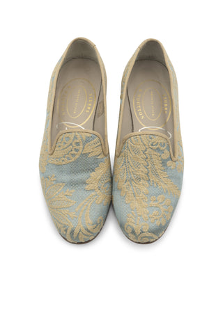 Jacquard Loafers in Blue/Gold