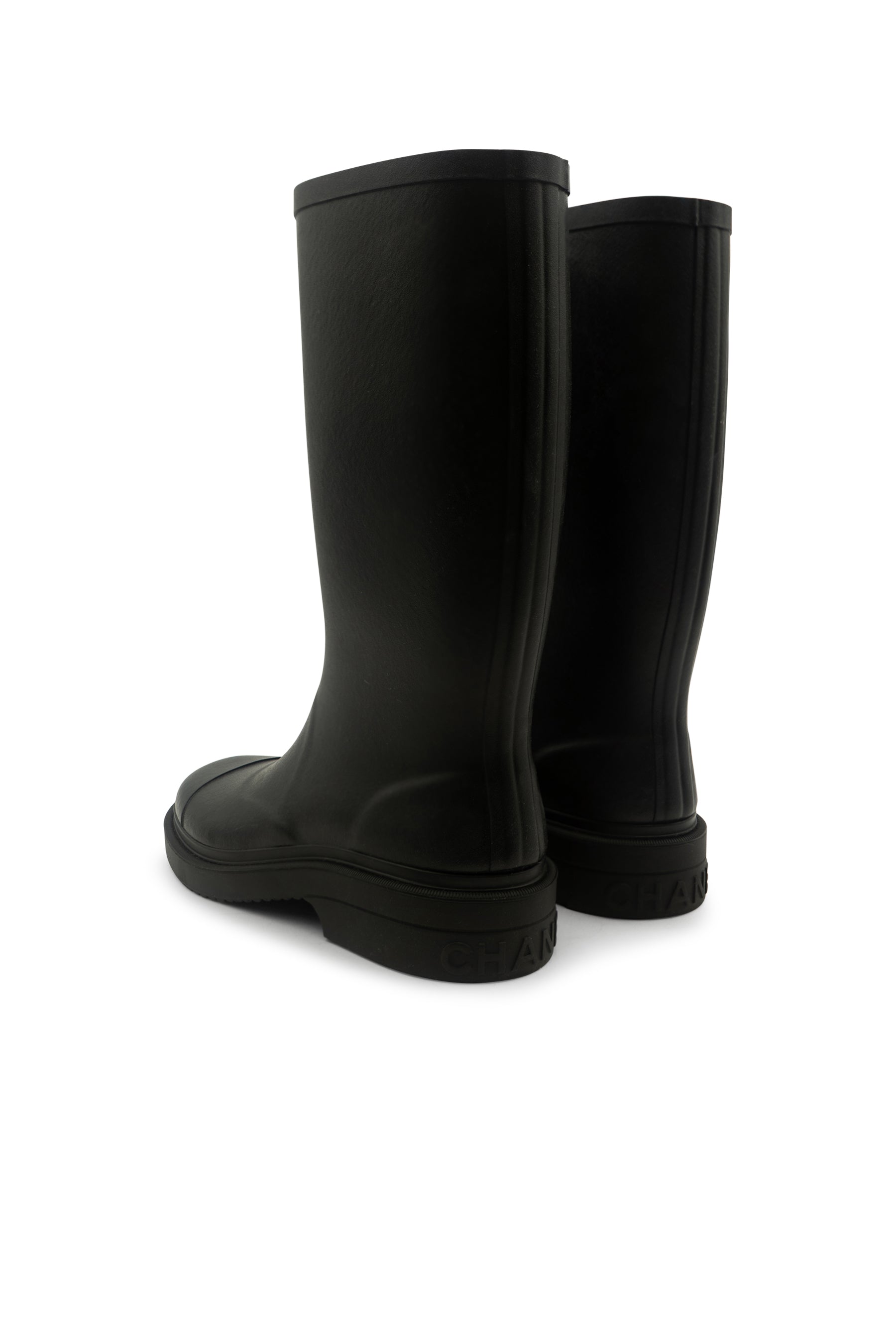 Chanel Caoutchouk CC High Rain Boots Rubber Black 2200102