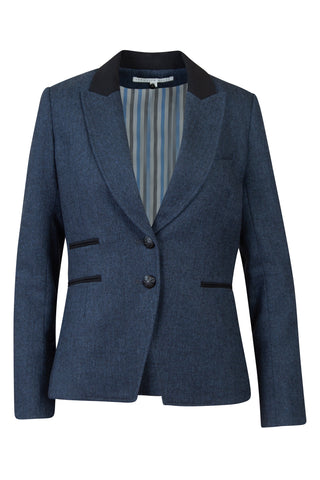 Tweed Pattern Blazer in Blue Jackets Veronica Beard   