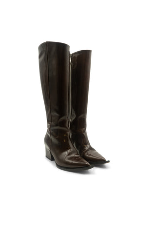 Bronson Brown Patent Boots | (est. retail $775)