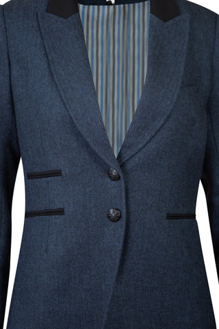 Tweed Pattern Blazer in Blue Jackets Veronica Beard   