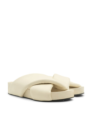 White Padded Leather Sandals