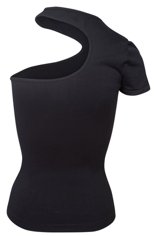 Black Asymmetric One-Shoulder Top Shirts & Tops Helmut Lang   
