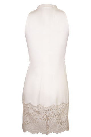 Vintage White Linen Dress With Lace Hem & Matching Vest Dresses Valentino   