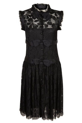 Vintage Black Lace Short Dress With Bows at Front | Autumn 2005