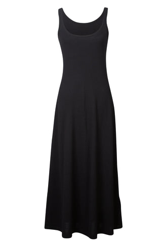 Cashmere & Silk Black Sleeveless Midi Dress
