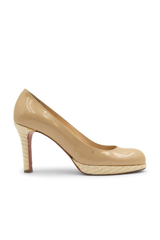 Dolly Platform 90MM Patent Pump with Raffia in Nude Heels Christian Louboutin   