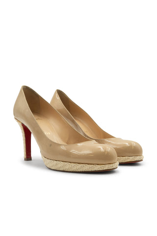 Dolly Platform 90MM Patent Pump with Raffia in Nude Heels Christian Louboutin   