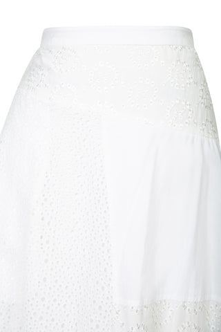 White Embroidered Midi Skirt