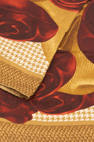 Vintage Rose Silk Scarf With Gold Border Scarves & Shawls Christian Dior   