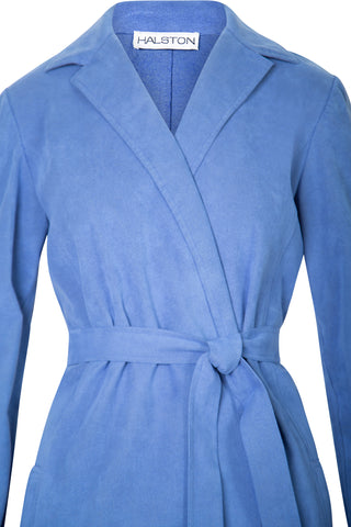 Vintage 1970's Halston Blue Ultrasuede Coat Dress Dresses Halston   