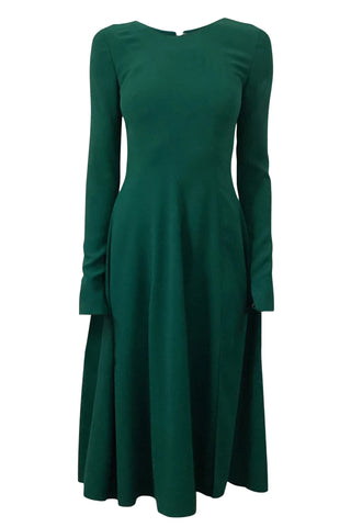 Longsleeve Pleated Dress in Green