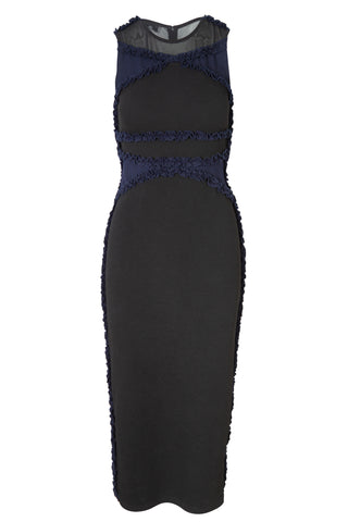 Leo Ruffle Dress in Black/Navy | (est. retail $475)