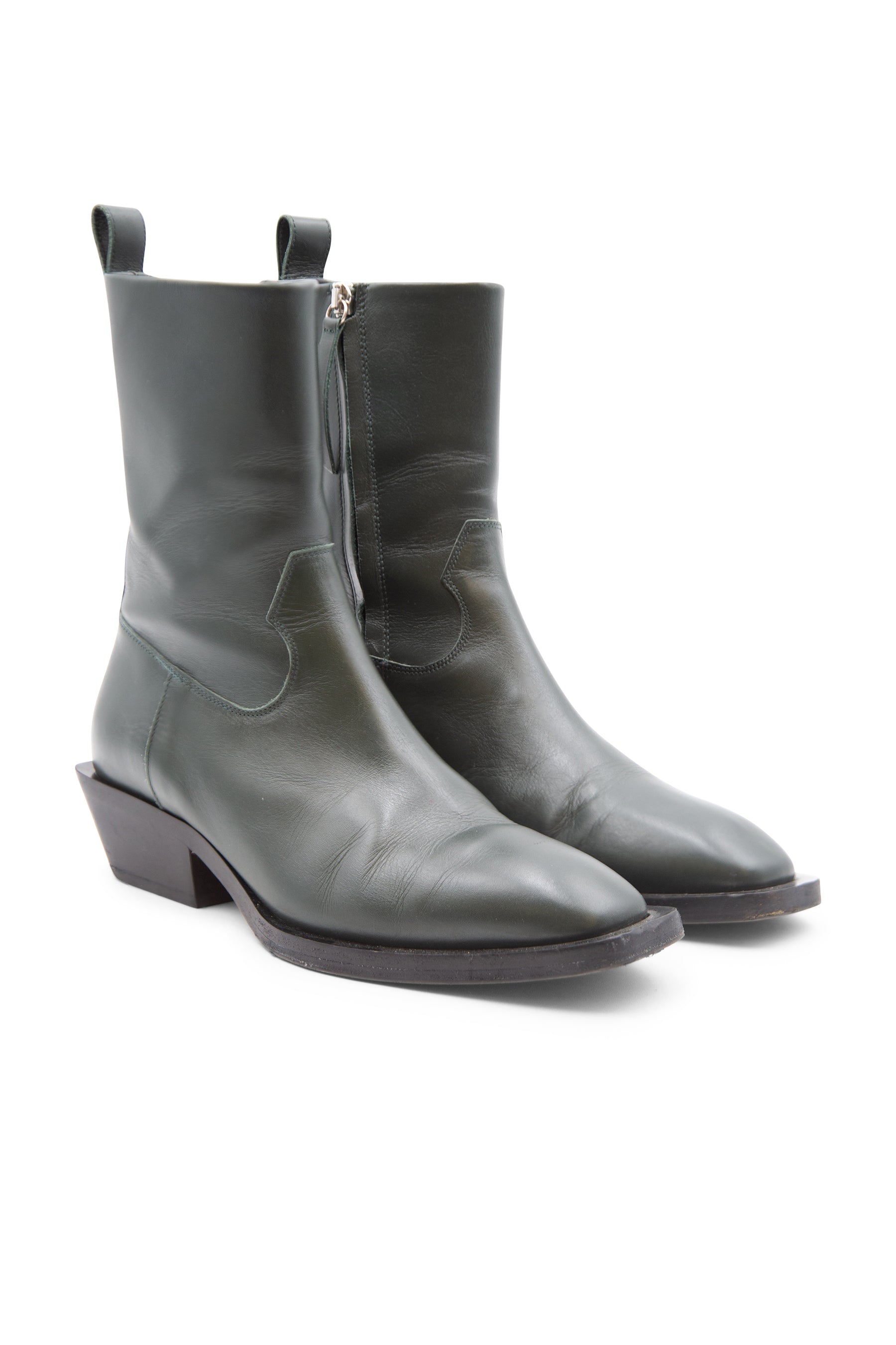 Aeyde Luis Leather Boots - Green for Women