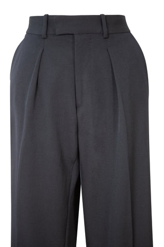 Black Single Pleated Wide Leg Wool Crepe Pant Pants Alexander McQueen   