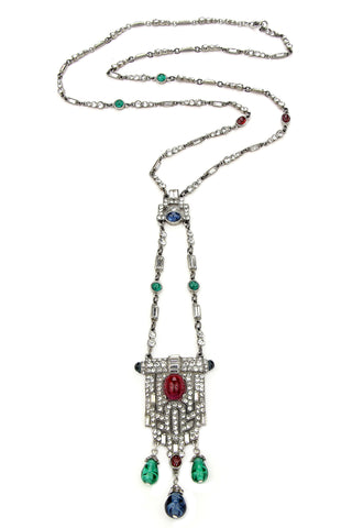 Silver Necklace with Crystals and Multi Stones | made to order Fine Jewelry Ben-Amun   