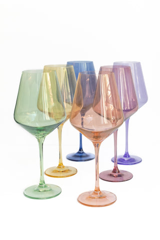Estelle Colored Wine Stemware - Set of 6 (Pastel Mixed Set) glassware Estelle Colored Glasses   