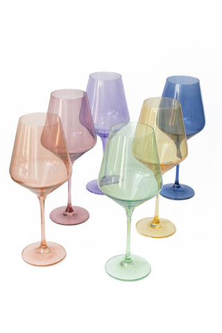 Estelle Colored Wine Stemware - Set of 6 (Pastel Mixed Set) glassware Estelle Colored Glasses   
